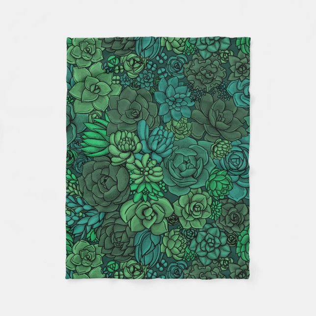 Couverture Polaire Jardin succulent en vert (Devant)
