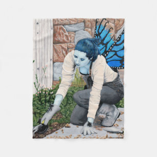 Couverture Polaire Jardinier fée foncé Imaginaire Art Fleece Blanket