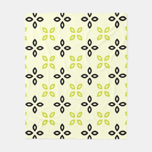 Couverture Polaire Jaune Feuille verte Pétale Motif de la nature (Devant)
