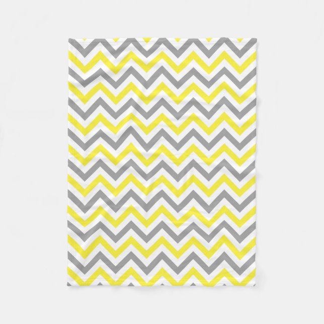 Couverture Polaire Jaune, Gris Dk What Grand Motif Chevron ZigZag (Devant)