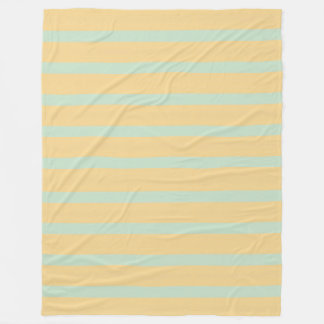 Couverture Polaire Jaune Pastel Vert Menthe Rayé Motif Rétro