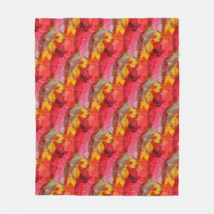 Couverture Polaire Jaune rouge d'art d'aquarelle