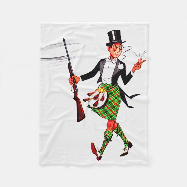 Couverture Polaire jaunty Scotsman avec fusil (Devant)