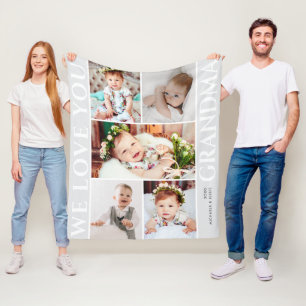 Couverture Polaire Je/Nous T'aimons Mamie Collage de 8 Photos Cadeau 