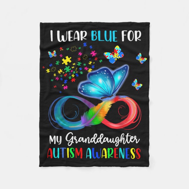 Couverture Polaire Je Porte Du Bleu Pour Ma Petite-Fille Autisme Gran (Devant)