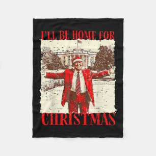 Couverture Polaire Je serai à la maison pour Noël Père Noël drôle Tru