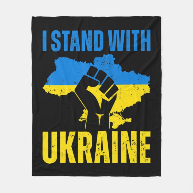Couverture Polaire Je Suis Avec L'Ukraine Le Drapeau Ukrainien Monte  (Devant)