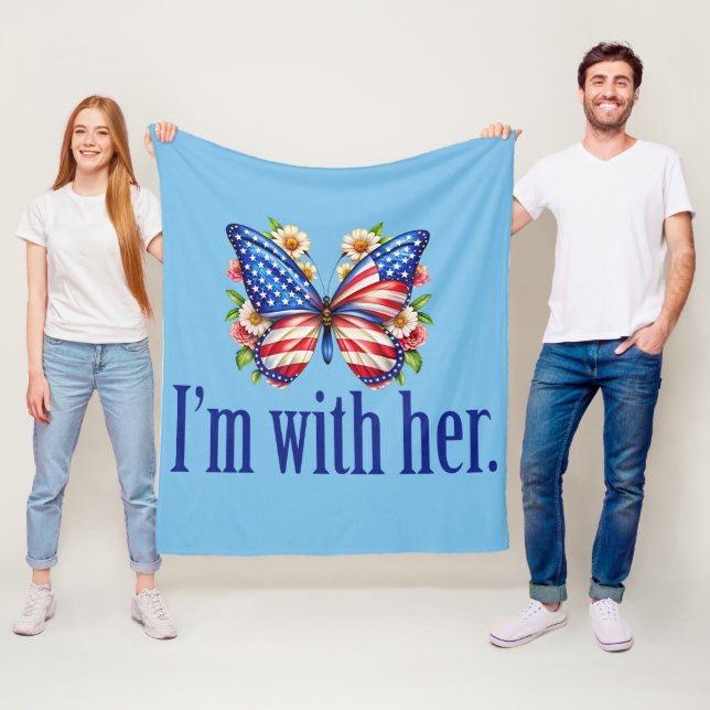 Couverture Polaire Je suis avec son papillon bleu Kamala (En situation)