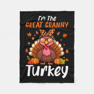 Couverture Polaire Je suis Granny Turkey Thanksgiving Fier Women F