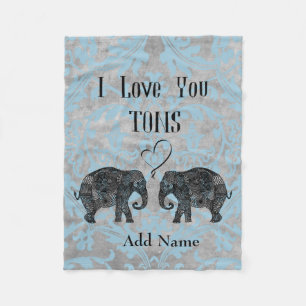 Couverture Polaire JE T'AIME art de TONS/Elephant/personnalisé