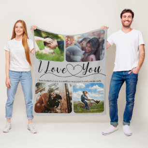 Couverture Polaire Je t'aime Collage photo Anniversaire Valentine