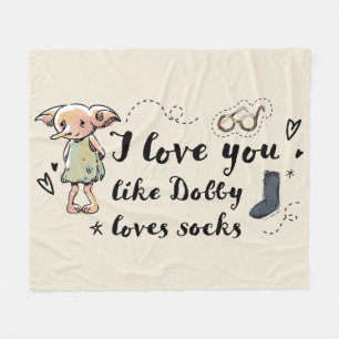 Couverture Polaire Je t'aime comme Dobby aime les chaussettes