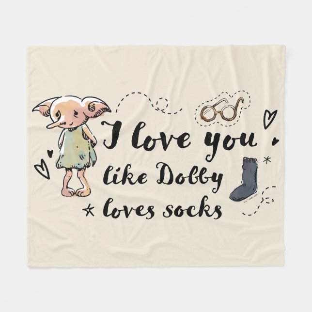 Couverture Polaire Je T'Aime Dobby Aime Les Chaussettes (Devant (Horizontal))