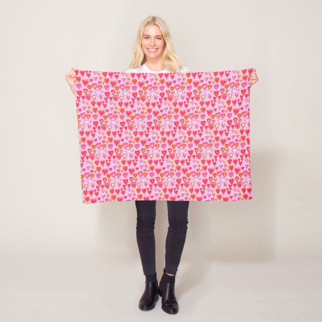 Couverture Polaire Je t'aime, motif de coeur de Noël (En situation)