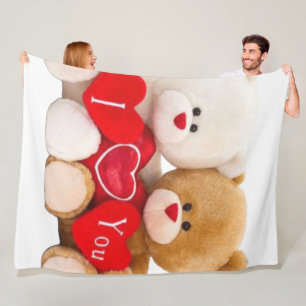 Couverture Polaire Je t'aime" Teddy Bear Couple