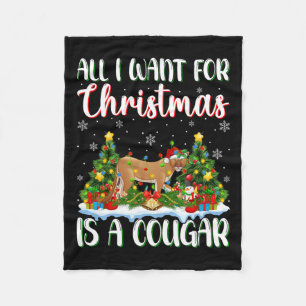 Couverture Polaire Je Veux Pour Noël Est Un Cougar Xmas Lumières Arbr