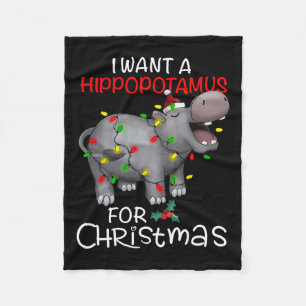 Couverture Polaire Je Veux Un Hippopotame Pour Noël Hippo De Noël Pou