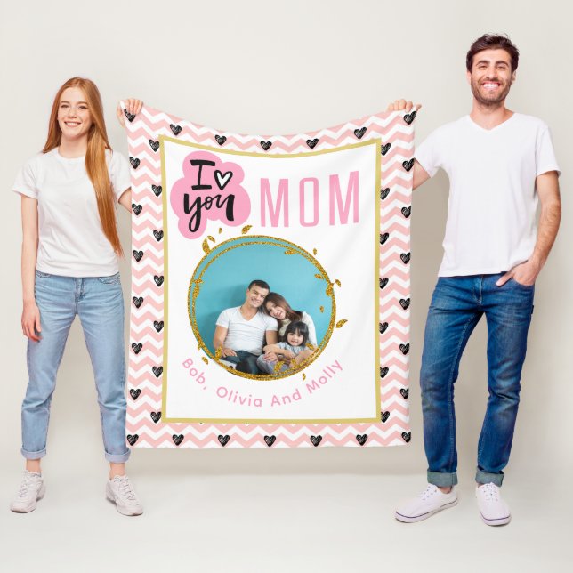Couverture Polaire JE VOUS AIME MAMAN Mummy Photo moderne personnalis (En situation)