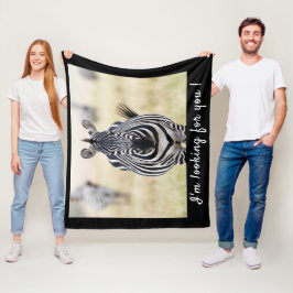 Couverture Polaire Je vous recherche photo Zebra avec un texte