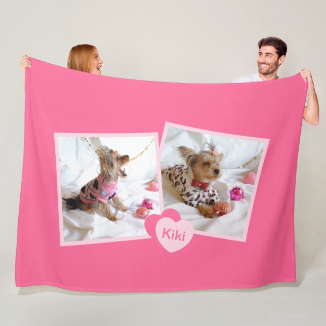 Couverture Polaire J'entends mes photos d'animaux de compagnie roses (En situation)