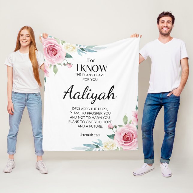 Couverture Polaire Jeremiah 29:11 Rose Personnaliser (En situation)