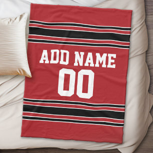 Couverture Polaire Jersey sport rouge et noir Personnalisé