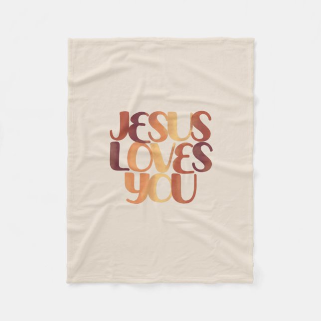 Couverture Polaire Jésus aime la typographie chrétienne Design (Devant)