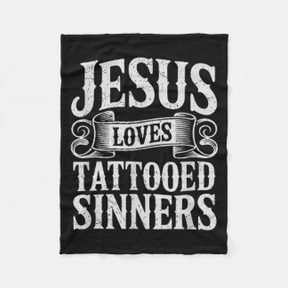 Couverture Polaire Jésus aime les pécheurs tatoués Foi chrétienne tat