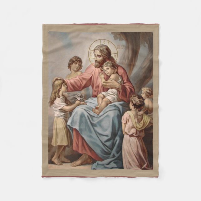Couverture Polaire Jésus avec les filles de garçons d'enfants (Devant)