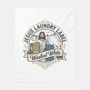 Couverture Polaire Jesus Étiquette de Lavage Lavé Blanc Jesus Lavage 