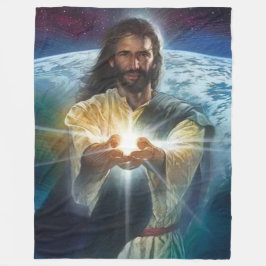 COUVERTURE POLAIRE JÉSUS LUMIÈRE DANS LES MAINS
