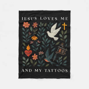 Couverture Polaire Jésus m'aime et mes tatouages 
