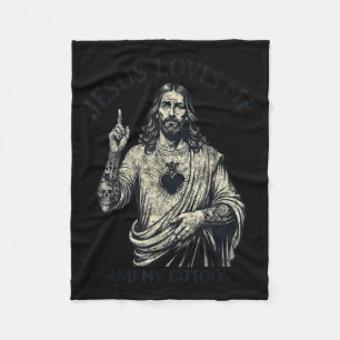 Couverture Polaire Jésus m'aime et mes tatouages chrétien tatoué T