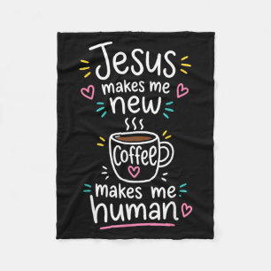 Couverture Polaire Jésus mignon café foi chrétienne croyant