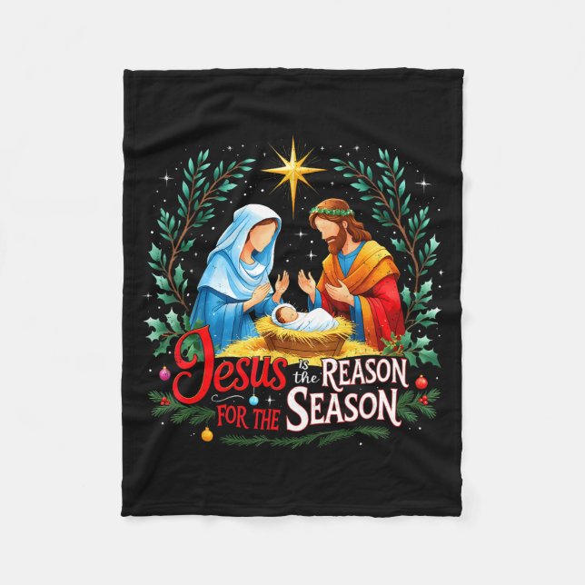 Couverture Polaire Jesus Reason For The Season Nativity Christmas Des (Devant)