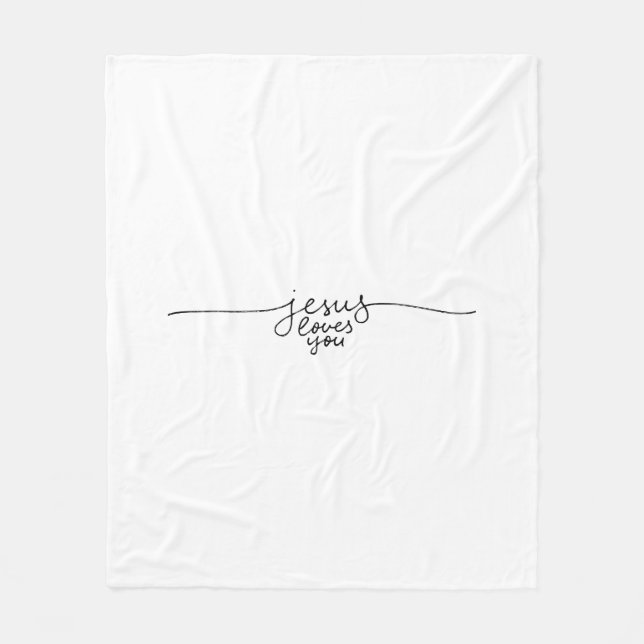 Couverture Polaire Jésus T'Aime Blanche (Devant)