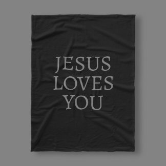 Couverture Polaire Jésus t'aime | Noir et gris foncé