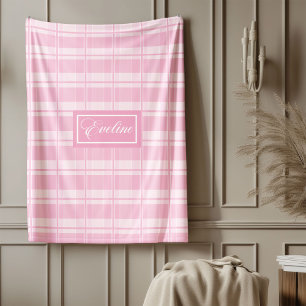 Couverture Polaire Jeté esthétique personnalisé Tartan rose Confort
