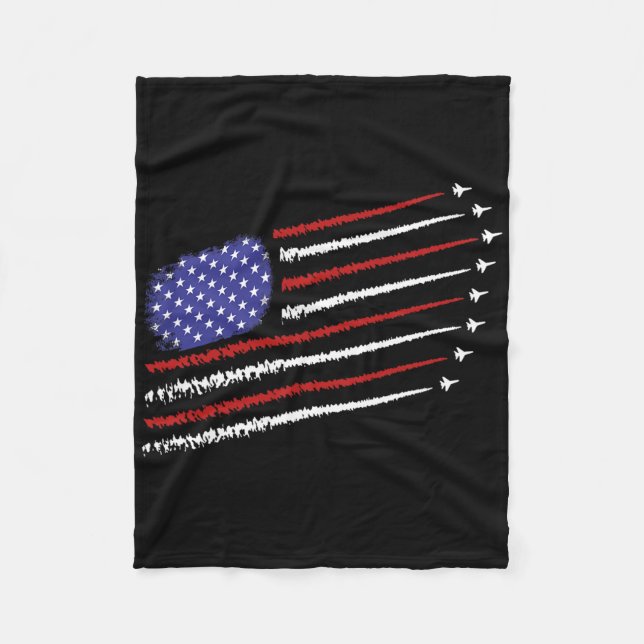 Couverture Polaire Jets De Combat Avec Drapeau Américain Américain 4  (Devant)