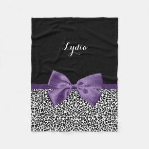 Couverture Polaire Jeune Empreinte de léopard, Joli Ruban Violet, Nom