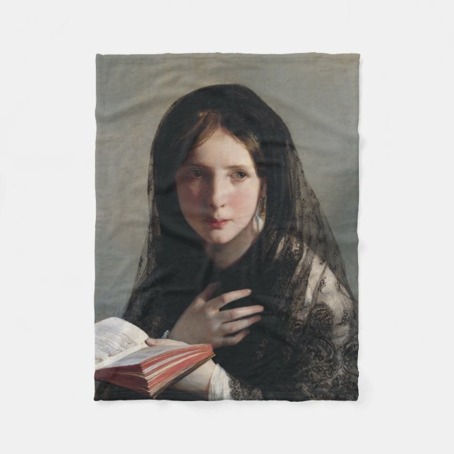 Couverture Polaire Jeune femme perdue dans les rêves (Lire un livre) (Devant)