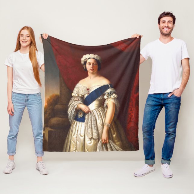 Couverture Polaire Jeune Reine Victoria Avec Portrait Tiara Fleur (En situation)