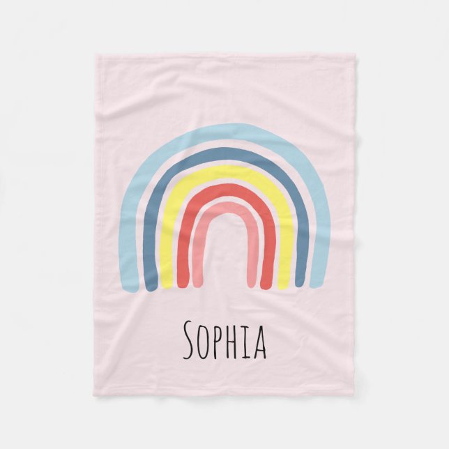 Couverture Polaire Jeunes filles de race rose Whimsical Boho Rainbow  (Devant)