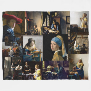 Couverture Polaire Johannes Vermeer - Patchwork de chefs-d'oeuvre