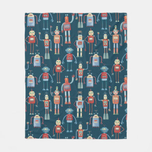 Couverture Polaire Joli 1950s Style Rétro Robot Motif foncé