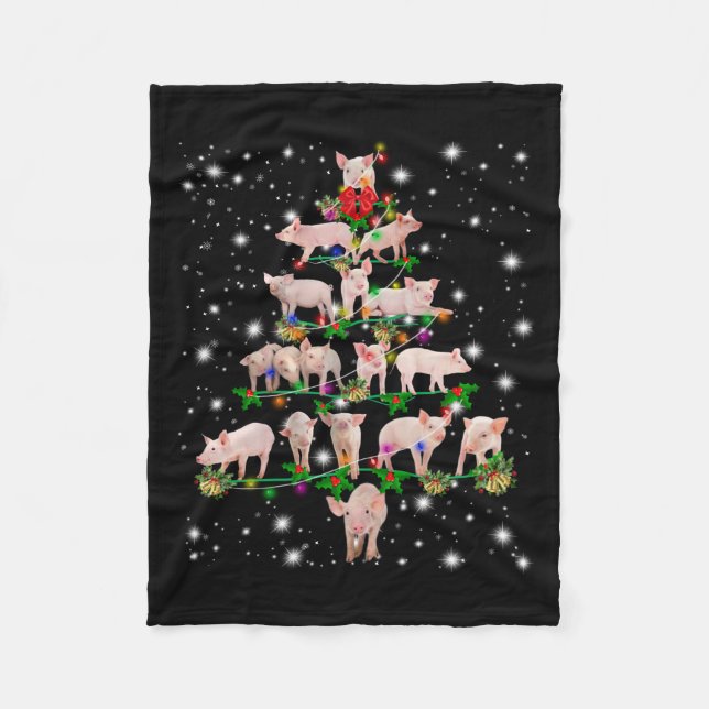 Couverture Polaire Joli Arbre De Noël De Cochon Couvert De Flamme De  (Devant)