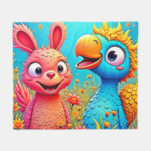 Couverture Polaire Joli Art de Perruche Lapin de Dessin Animé