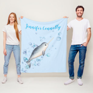 Couverture Polaire Joli bébé océan garçon Narwhal & bulles cadeau