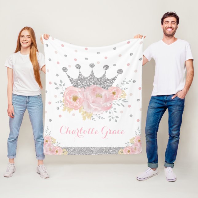 Couverture Polaire Joli Blush Floral Royal Princess Argent Crown (En situation)