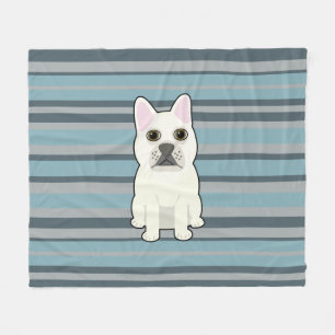 Couverture Polaire Joli Bouledogue Français rayé bleu